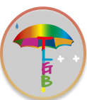 logotipo de guarda-chuva cujo corpo são as letras L G B T